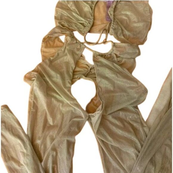 Savage X Fenty Gathered Mesh Crotchless Catsuit Iridescent Sunset Flirty Size 2X - Picture 6 of 7